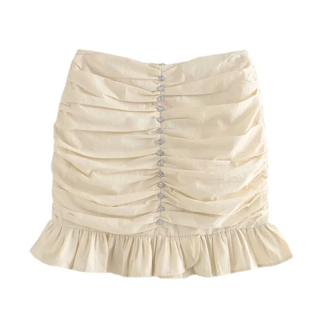 European And American Style High Waist Slim Pleated Hip Skirt Beige - Shop at LoveMi