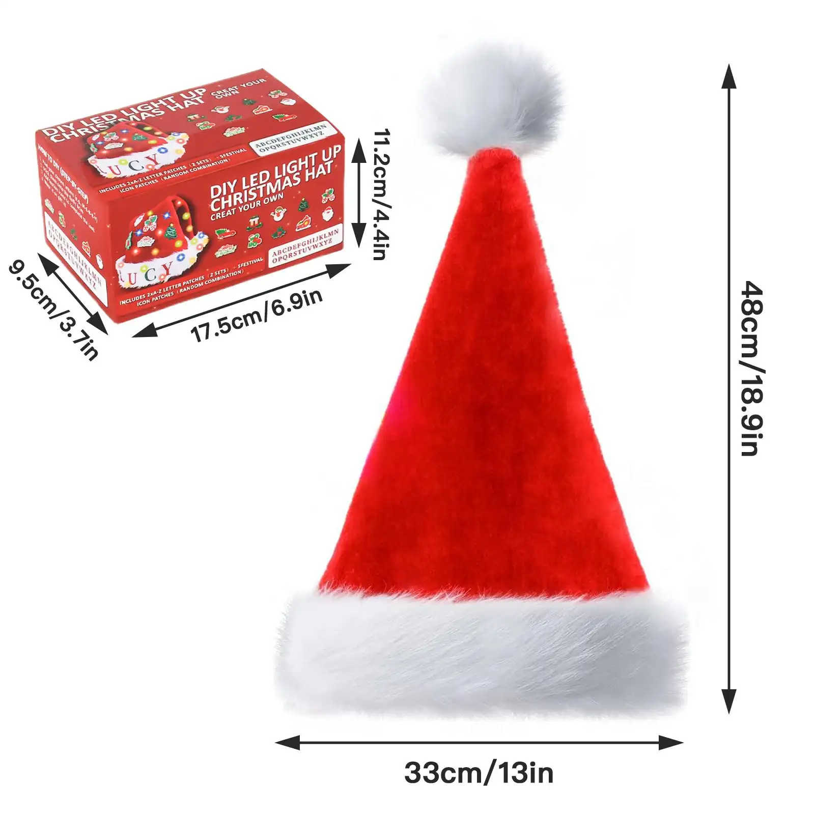 DIY LED Santa Hat - A Creative And Unique Design That Enhances The Festive Atmosphere. A Must-have For Holiday Outfits, A Fun Craft Activity, And A Great Prop F