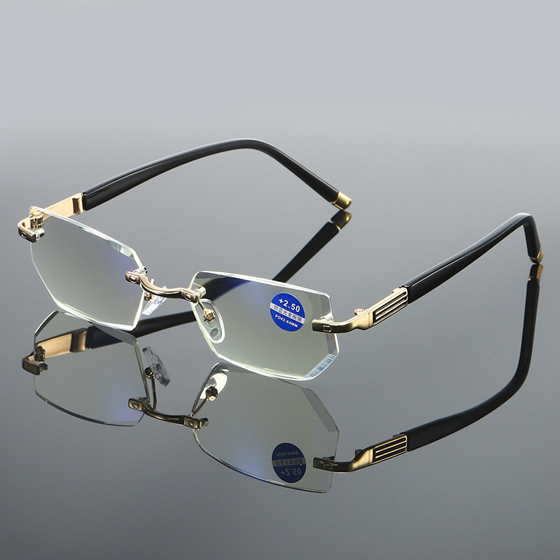 Title 3, Blue Light Blocking Reading Glasses Rimless Dia...