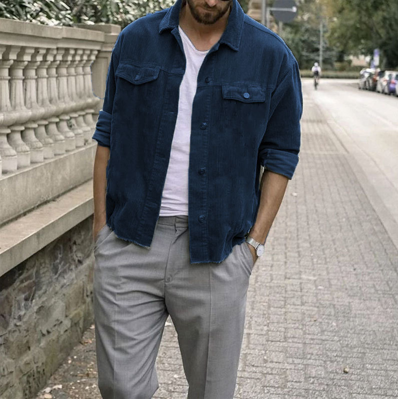 Men's Solid Color Corduroy Loose Jacket