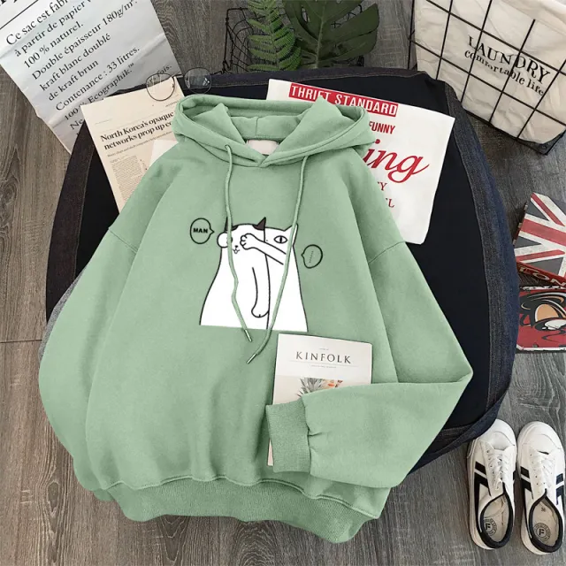 Women's Student Hooded Plus Velvet Padded Jacket Sweater Mint - Shop at LoveMi