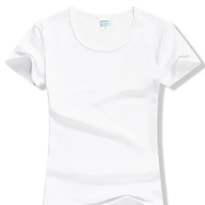 Solid Color Women's Lycra Combed Cotton Round Neck Blank T shirt Overalls Advertising Shirt Short Sleeves White - Shop at LoveMi