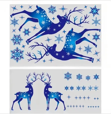 Christmas Elk Snowflake Sticker Decoration Glass Window Kids Room Christmas Wall Stickers Home Decals Decoration – image 7