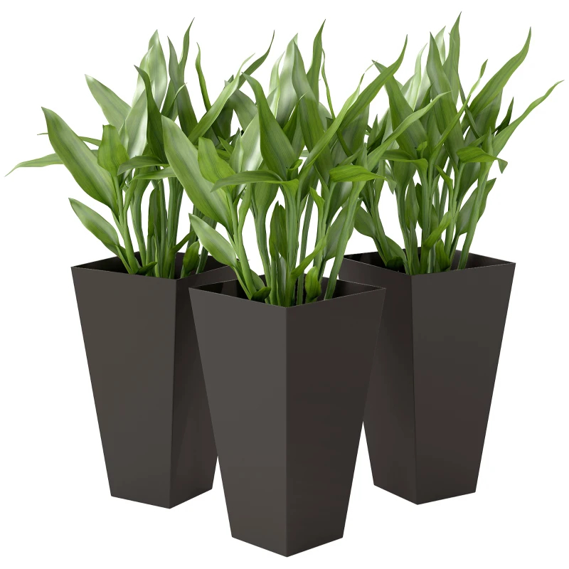 28ft Tall Plastic Planters, Set Of 3, Flower Pot, Anti-crack, Fade-resistant, Square Shape With A Matte Surface