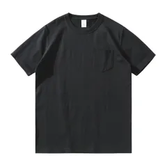 Japanese Retro Cotton Solid Colour Tube Knit Short-sleeved T-shirt - Late Night Black - View 1