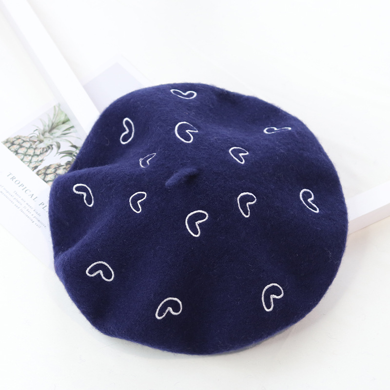 Heart embroidered navy blue