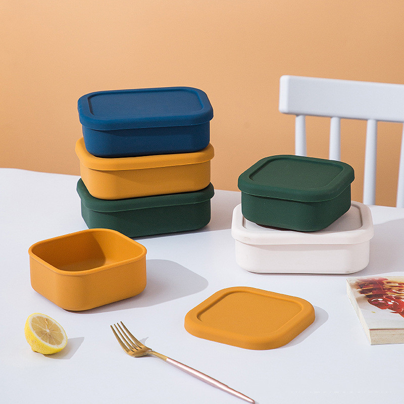 Title 6, Silicone Square Fresh-keeping Lunch Box Microwa...