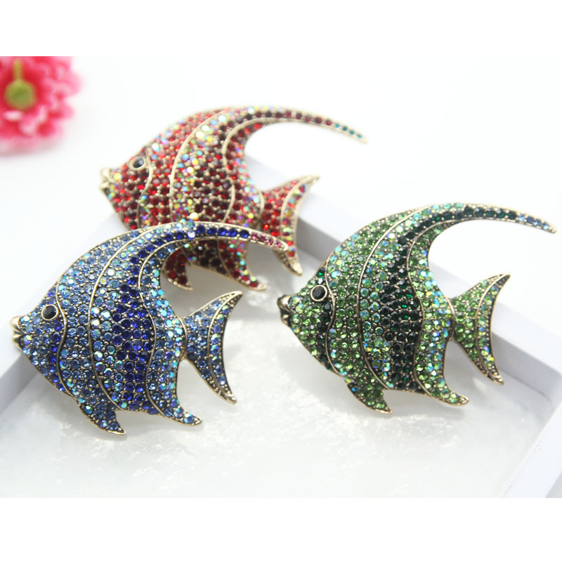 Personality Diamond-studded Tropical Fish Corsage Exaggerated Animal Brooch Unisex