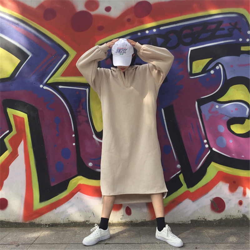 Loose Plus Size Harajuku Bf Wind Solid Color Dress