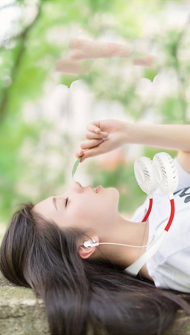 Hanging neck Bluetooth headset fan