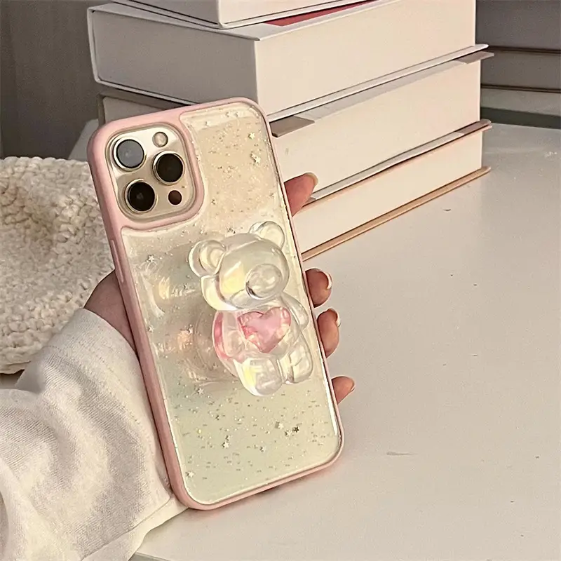 Simple Bear Bracket Silicone Phone Case