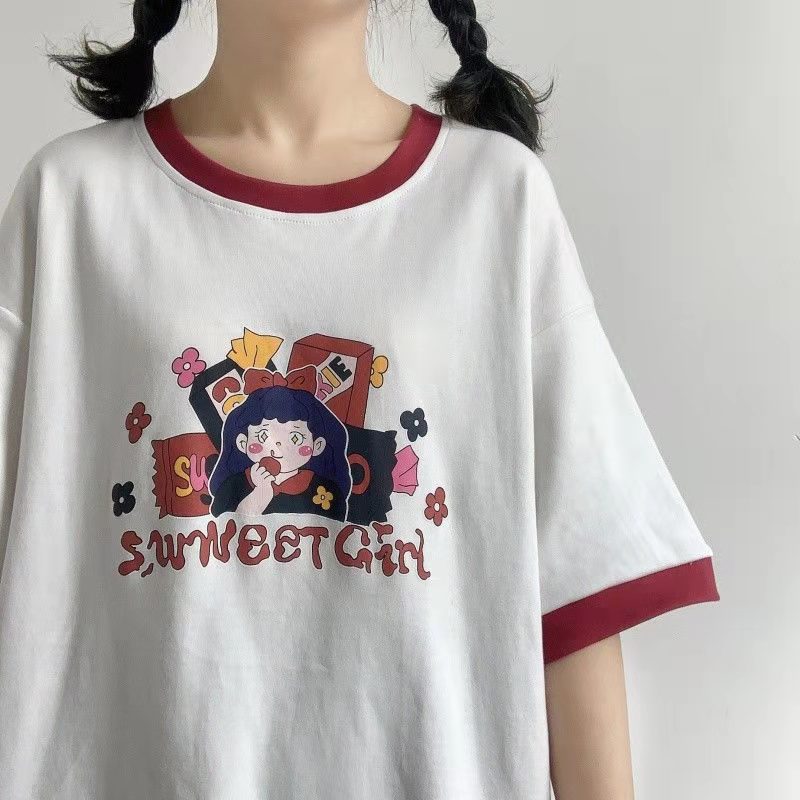 Title 4, Short-sleeved T-shirt Female Student Soft Girl ...