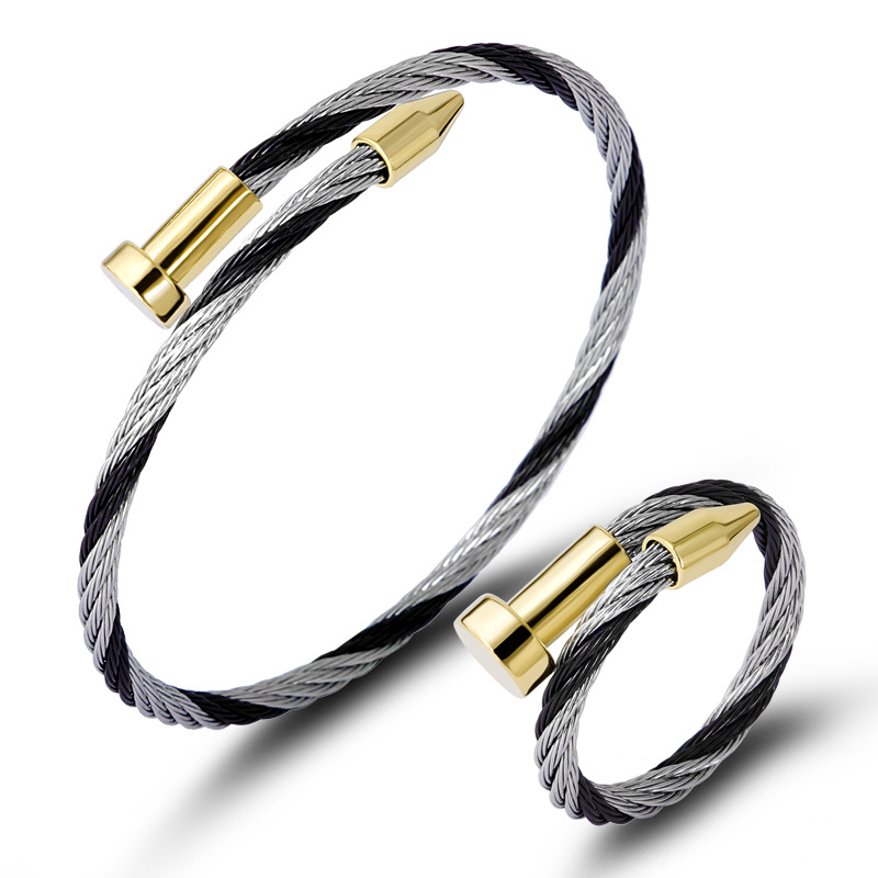 Titanium Steel New Steel Wire Rope Bracelet Spring Bracelet Stainless Steel Bracelet Ring