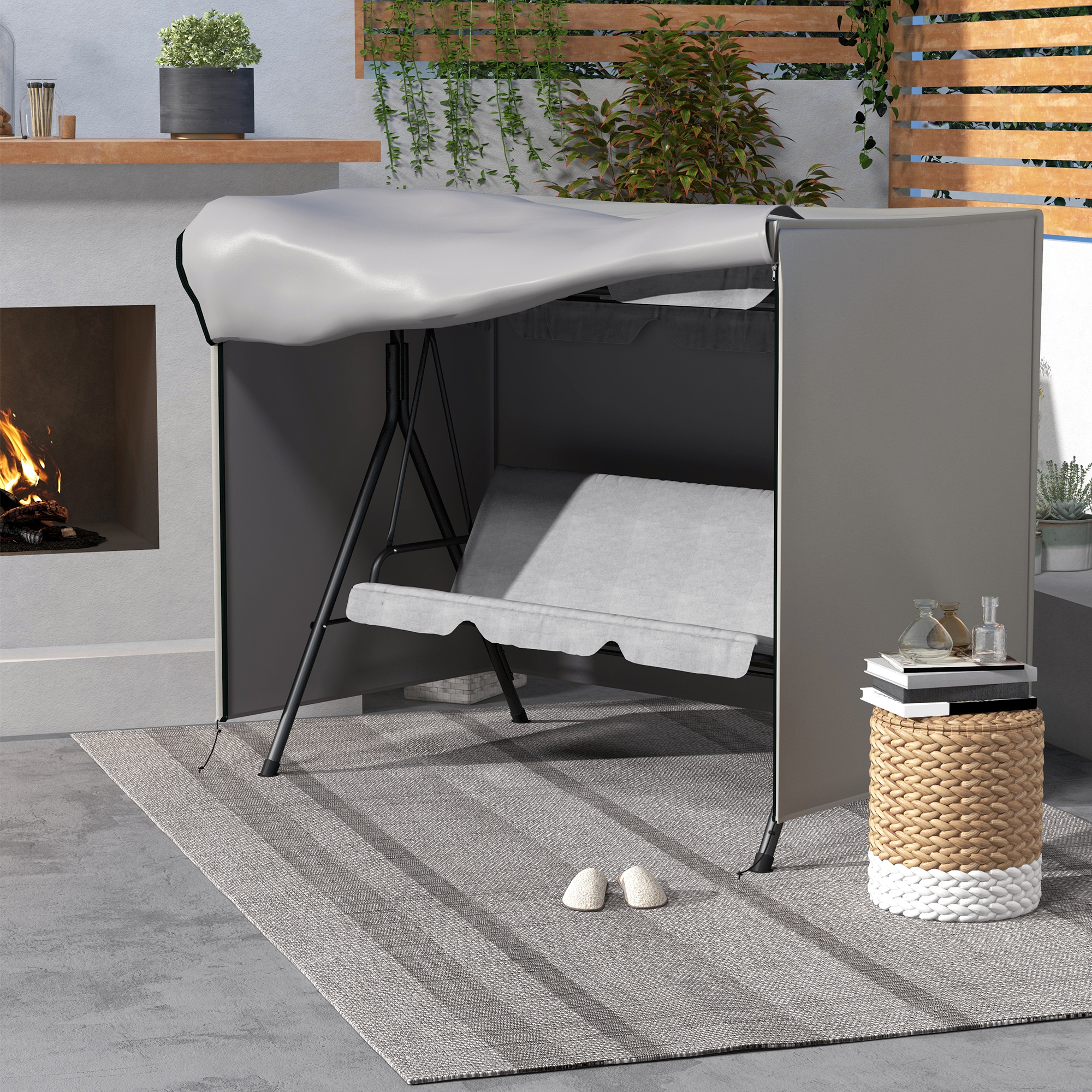 205 X 124 Cm Three Seater Swing Chair Protective Cover Dark Grey — image 10