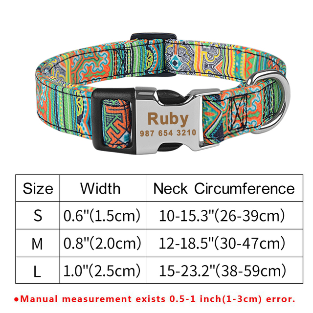 Adjustable Nylon Custom Dog Collar Free Engraved Name ID Tag Green - Shop at LoveMi