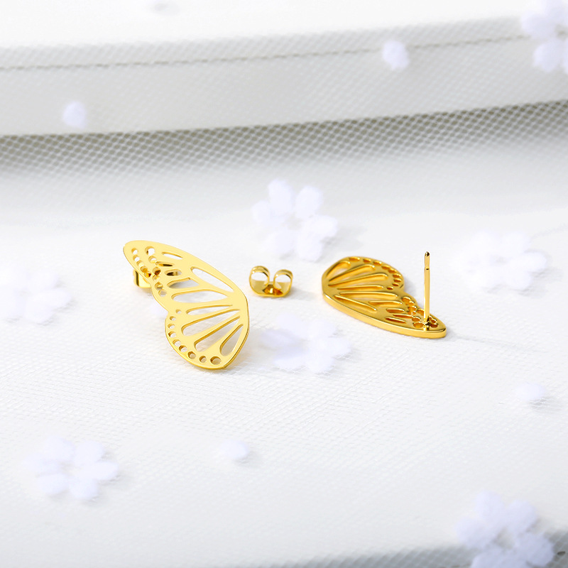 Title 3, Korean Style Simple Butterfly Studs Stainless S...