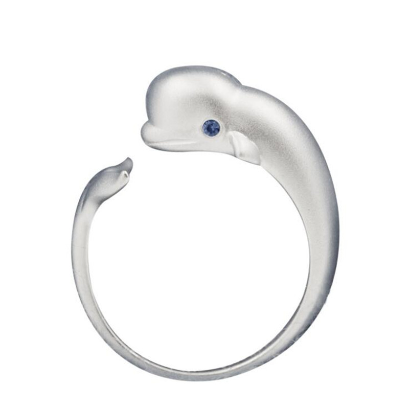 Blue Eye Diamond Fat Head Whale Cute Animal Ring