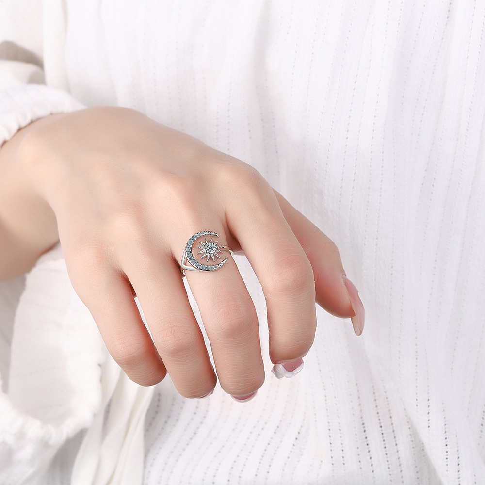 Ring Female Korean Version Small Diamond Moon  Ring