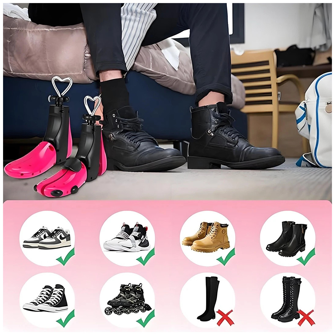 Boot Shoe Stretcher For Men, Shoe Tree Expander Women Stretch Width, Adjustable
