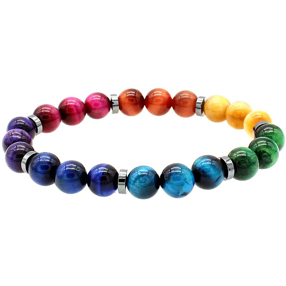 Title 3, Unisex Natural Stone New Colorful Tigereye Volc...