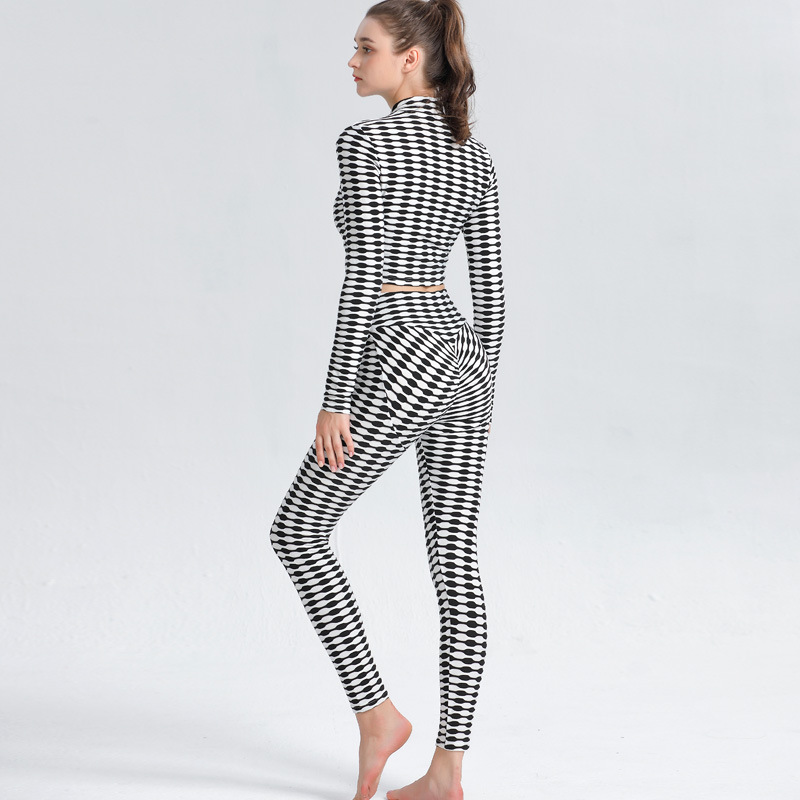 Yoga Wear Sports Suit Long-sleeved Beauty Back Without Chest Pad Printing Running