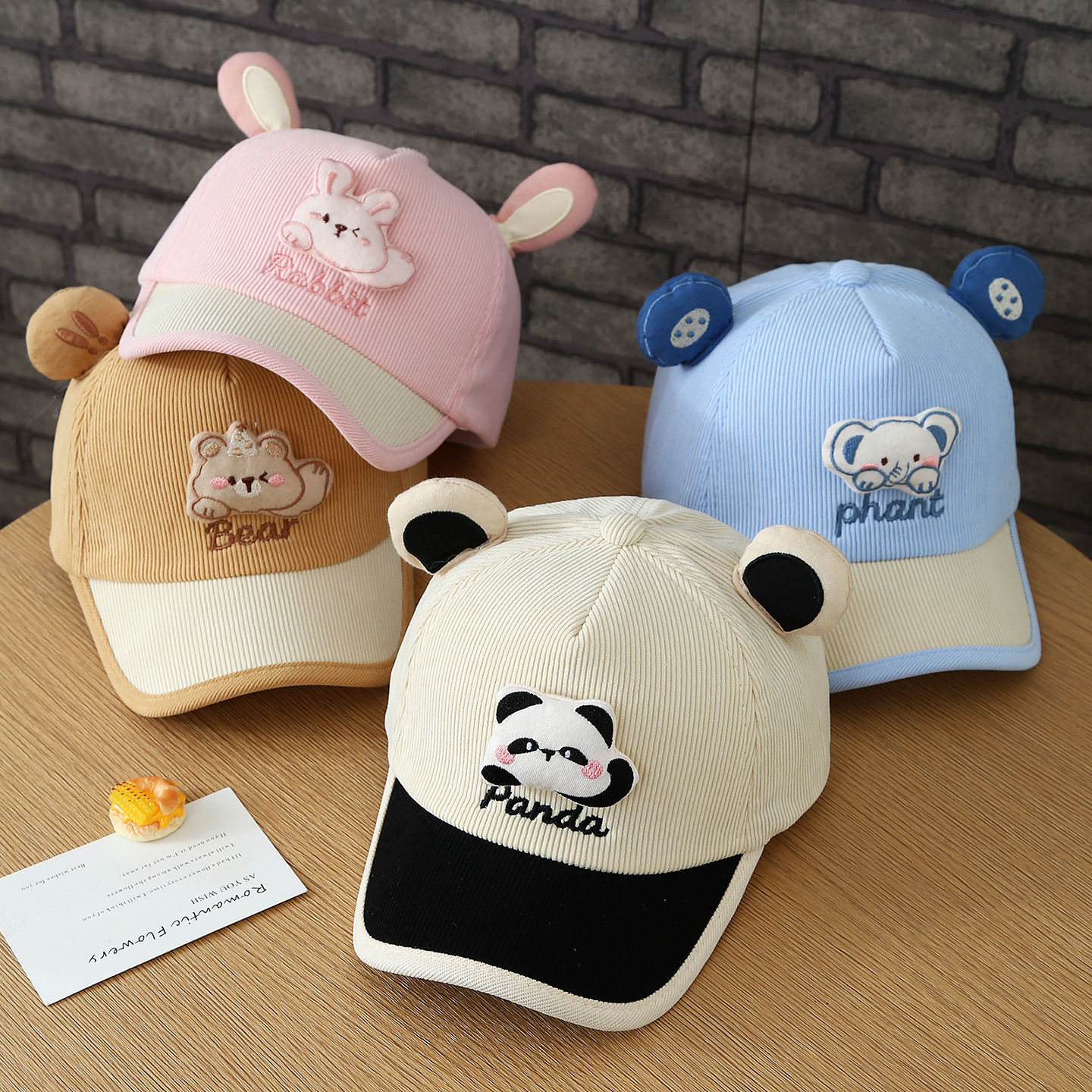 The Autumn Baby Children's Cute Animal Three-dimensional Ear Corduroy Baseball Cap Is Suitable For Daily Outings And Shopping Trips.