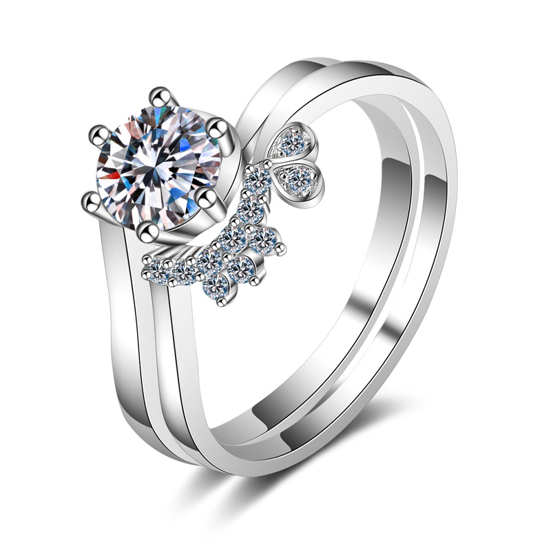New 80 Minutes Mossan Stone Double-layer Two-in-one Stack Wearing Ring