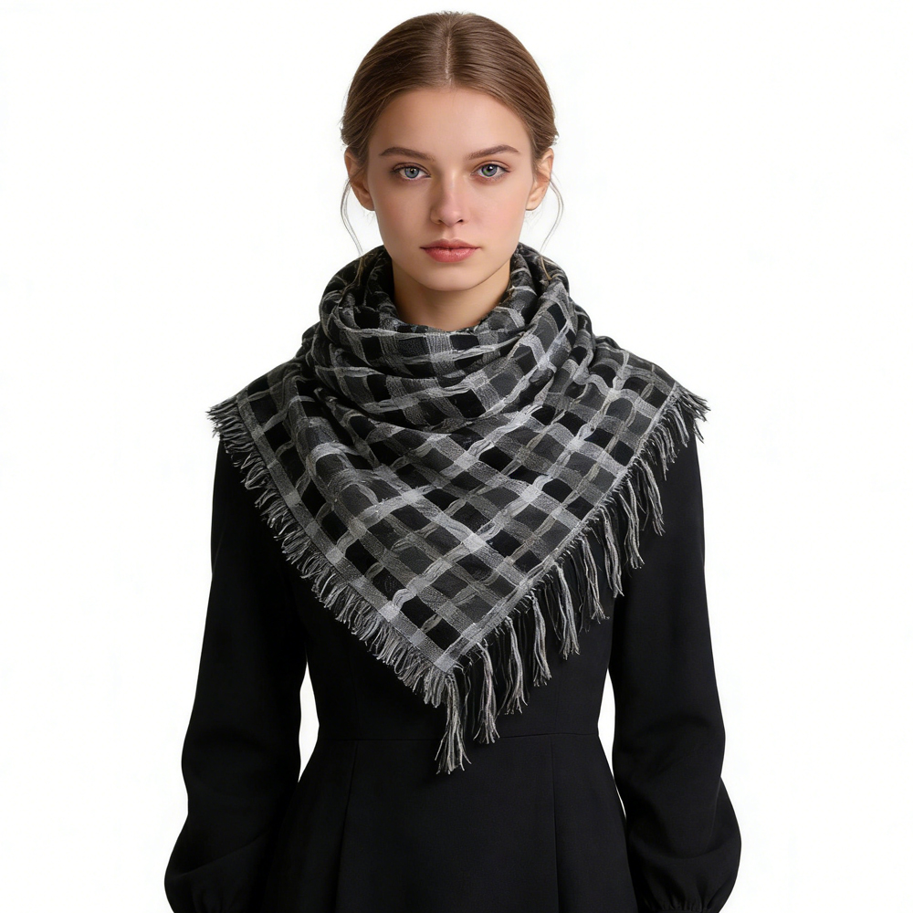 2pcs Grey Leopard Printed Square Scarf , Minimalist Head Scarf ,Luxe Look For Evening Wear,Scarf,vacation,daily Life,evening Party,Office Appropriate Subtlety For Women Men