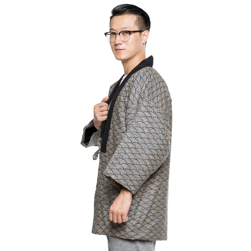 Japanese Men's Winter Kimono Cotton Jackets Halloween Coustume Japanese Samura Warm Cotton Kimono Coat Indoor Outdoor Kimono Coat Traditional Japanese Kimono For Men Lightweight & Warm Kimono