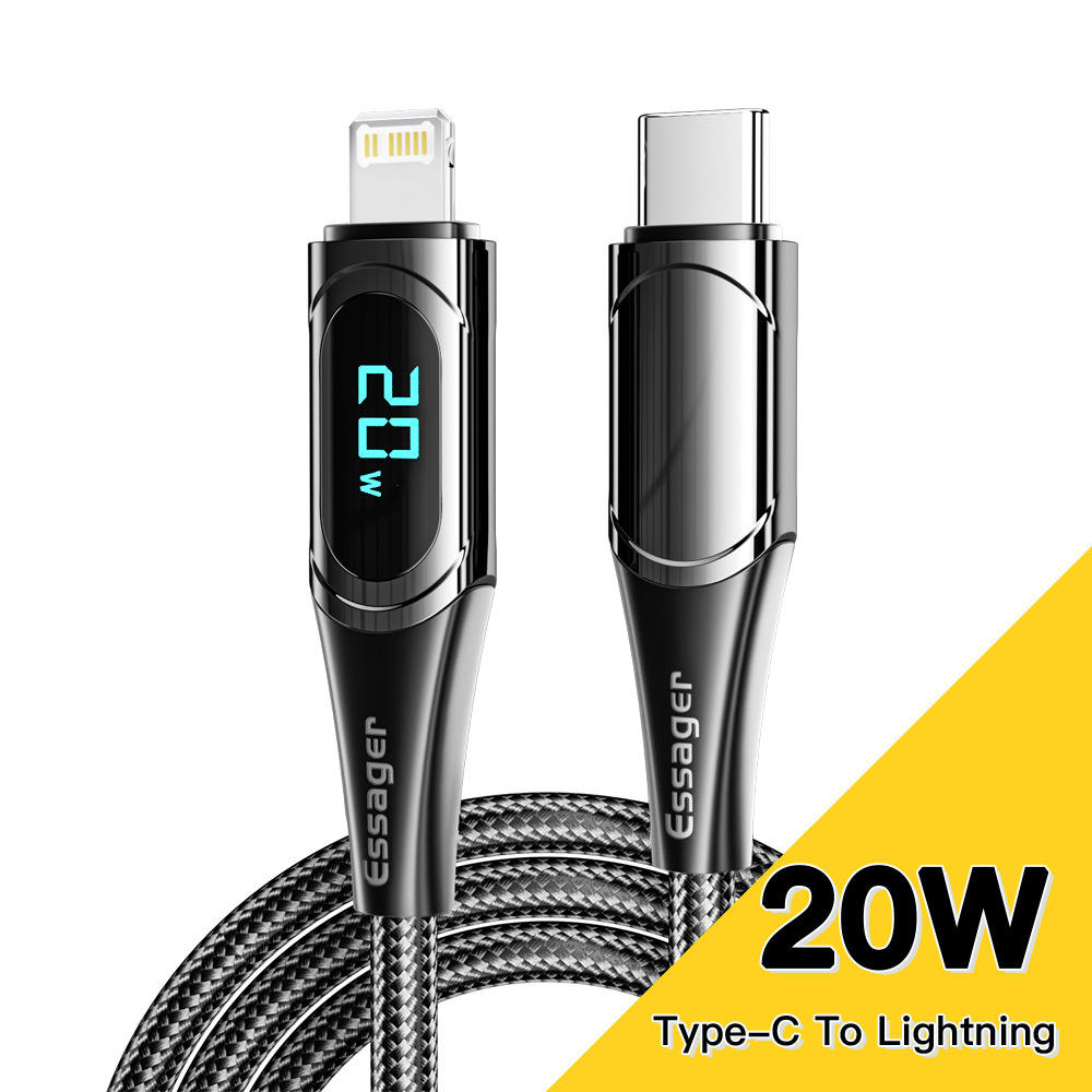 Digital Display Fast Charging Data Cable Zinc Alloy USB Type-C 1m 2m 100W 27W 66 - Picture 7 of 8