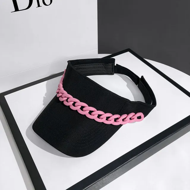 CAPHat Female Net Red Color Chain Empty Top Hat Summer Sunshade Black - Shop at LoveMi