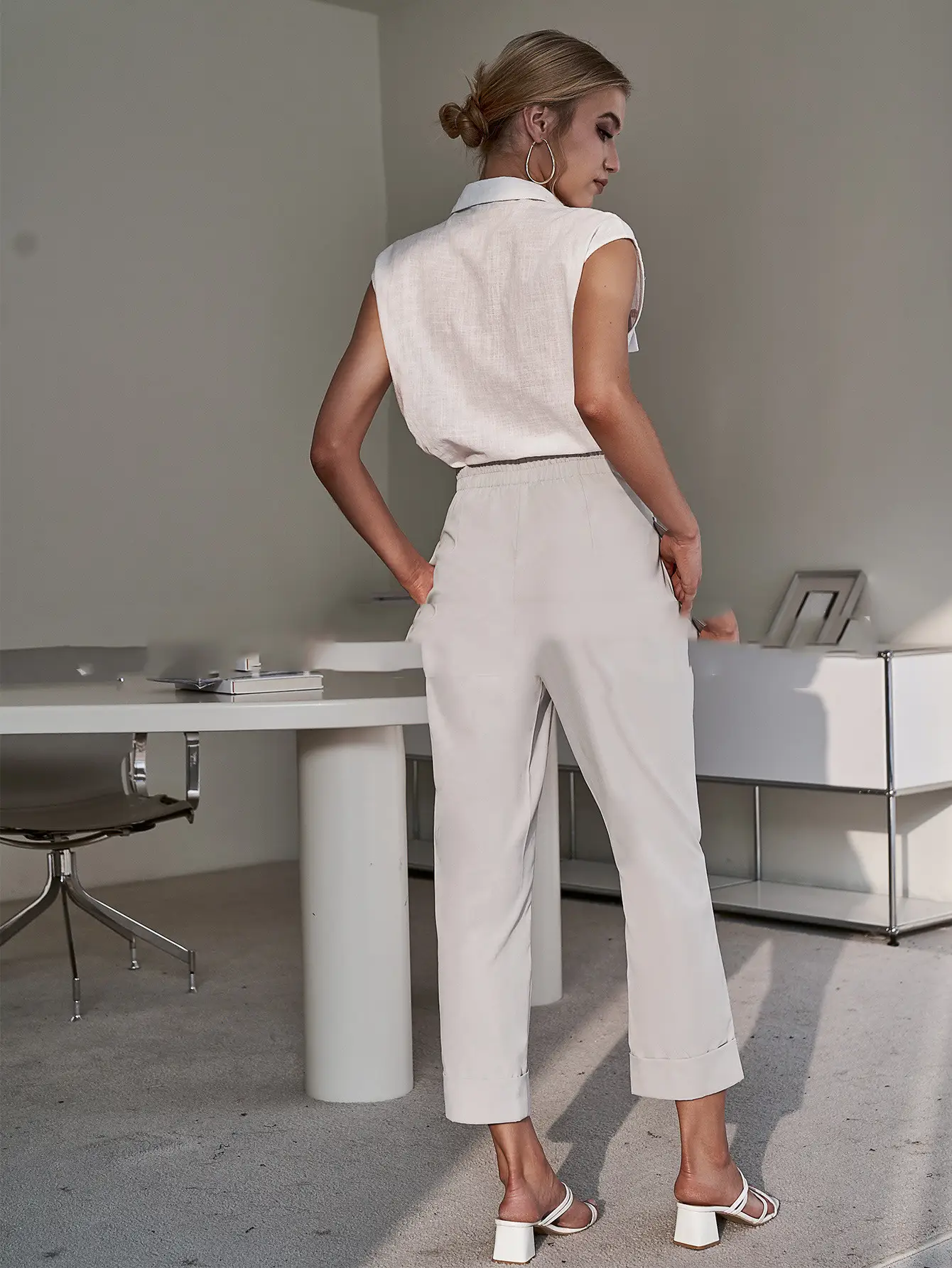 Harem Temperament Commuter Breasted Trousers