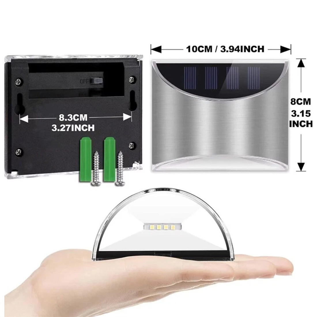 4PCS Super Bright Solar Powered Door Fence Wall Lights LED Outdoor Garden Lamp