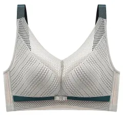 Ultra-thin And Light Luxury Full Cup Underwear, Mesh, Breathable And Comfortable, No Steel Ring - Green - View 1