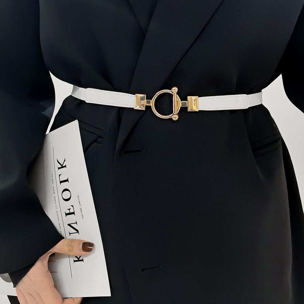 Women's Thin Waistband Elastic Elastic Stretch Metal Buckle With Jacket Blouse Commuter Waist Trim