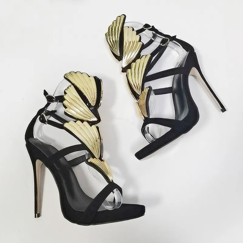Fashion Angel Wings High Heels Personalised Straps - Black