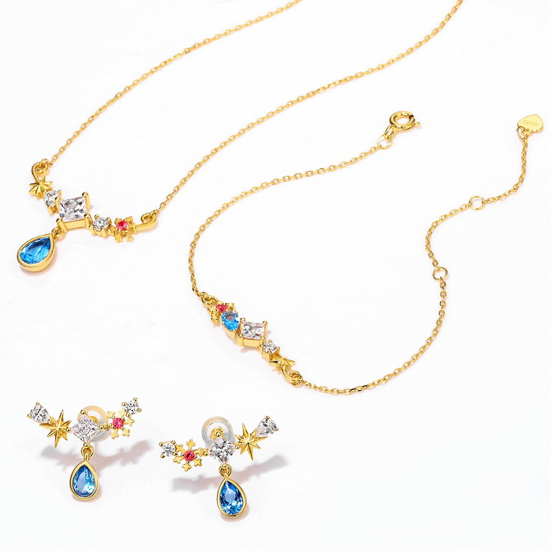 Light Luxury Sterling Silver Bracelet Nano Blue Zirconium