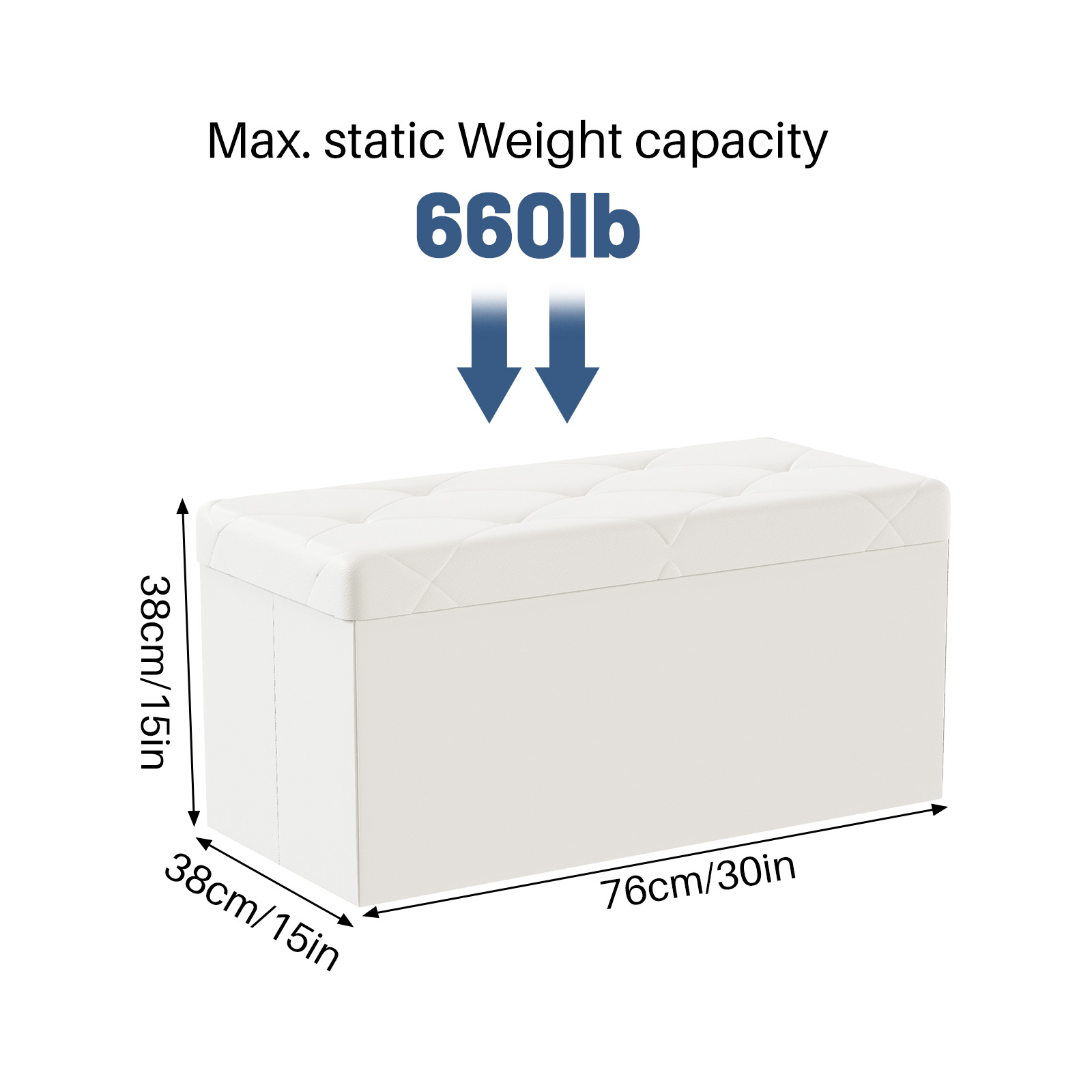 43-inch Foldable Storage Bench, Made Of PVC, With A Load Capacity Of 660 Pounds image 2