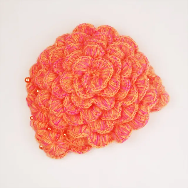 Pure Hand Crochet Pearl Wool Hat Women's Series Pink - Shop at LoveMi