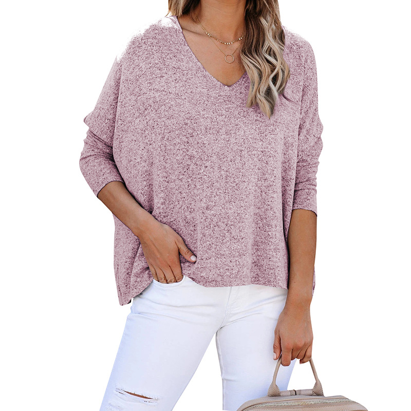 Title 2, Bat Sleeve V-Neck Loose Pullover Top