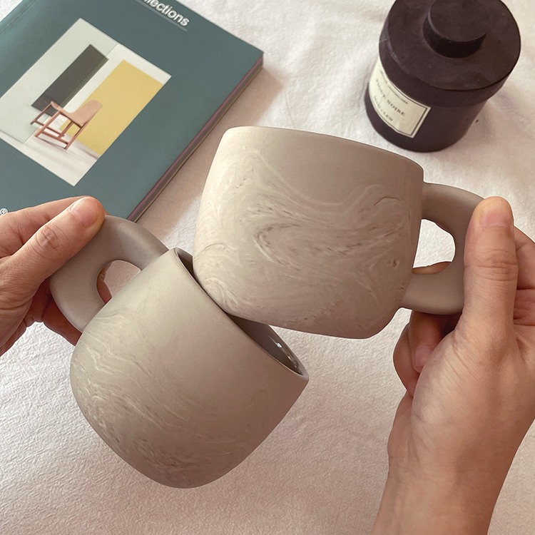 Three-color Matte And Frosted Texture Mug Large Capacity Microwaveable