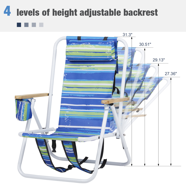 Folding Beach Chair Set Of 2 For Adults, 4 Position Portable Backpack Foldable... 4