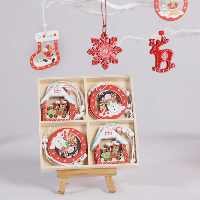 Christmas Decorations Pendant Wooden Elk Decoration Colored House Ball - Shop at LoveMi
