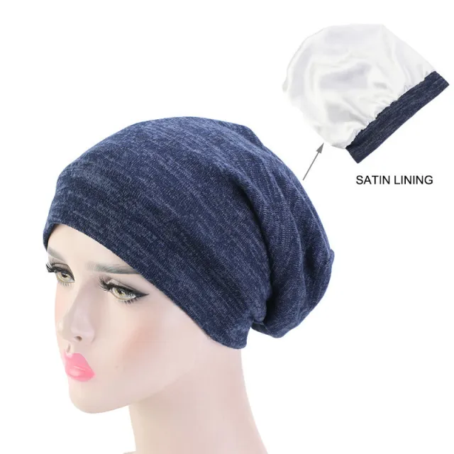 Two Tone Lined Satin Moon Hat Navy Blue - Shop at LoveMi