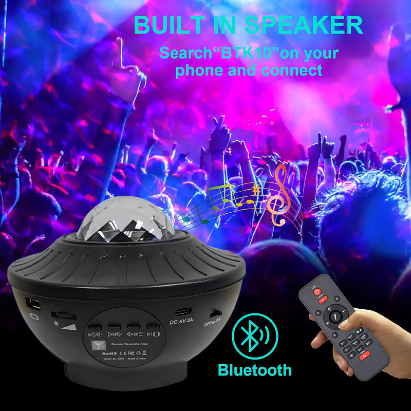 Black Star Projector Galaxy Lamp With Bluetooth And Rotating Function Black