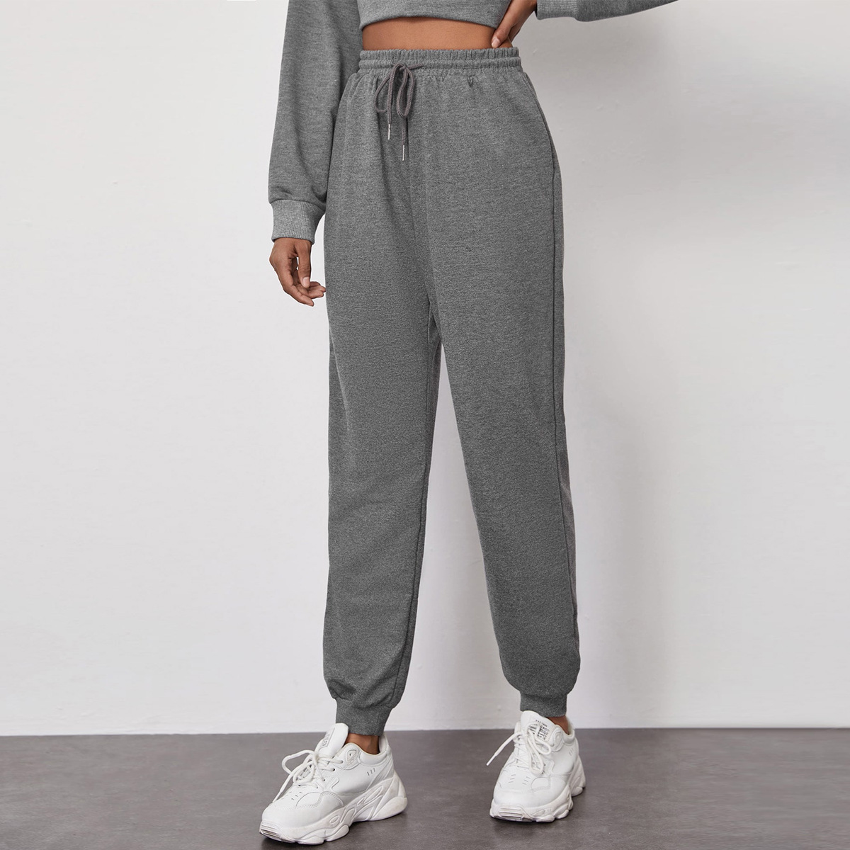 Women's Casual Elastic Lace-up Solid Color Pants Sweatpants
