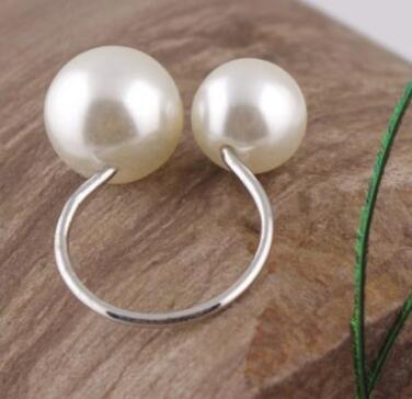 Elegant Lady Style U-shaped Size Pearl Opening Adjustable Ring