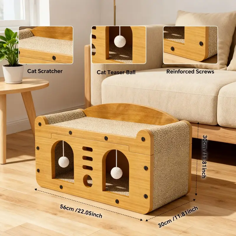 Double Door Design Cat Scratcher Sofa, 56cm