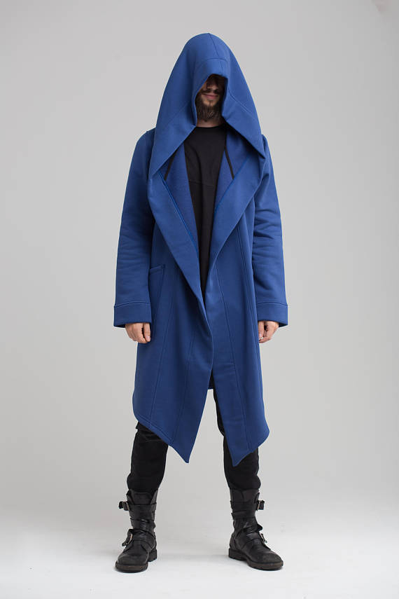 Men's Solid Color Hooded Long Cardigan Coat