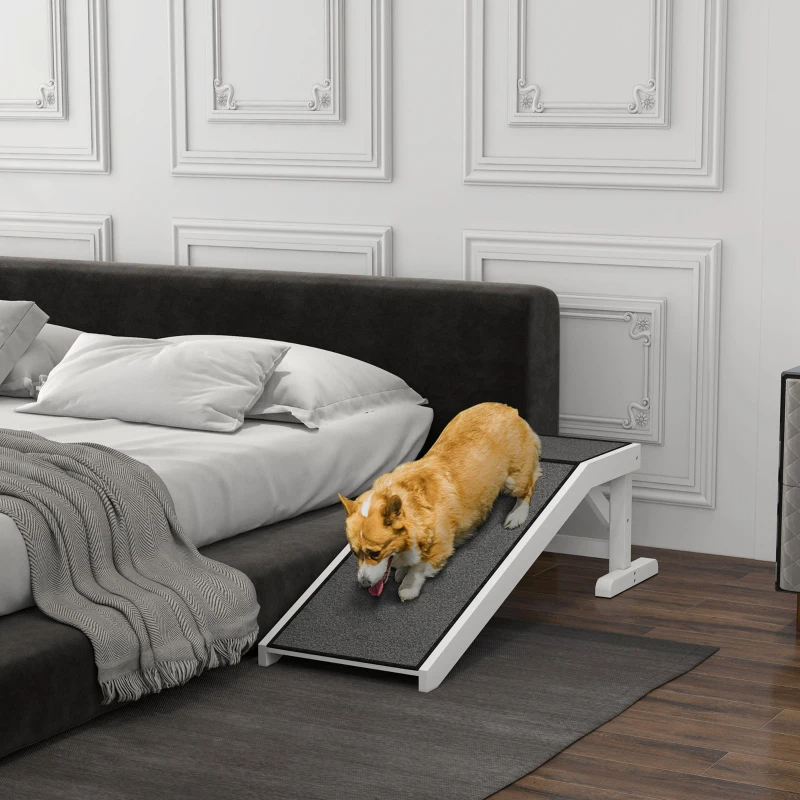 PawHut  Pet Ramp For Dogs & Cats With Non-Slip Carpet, White